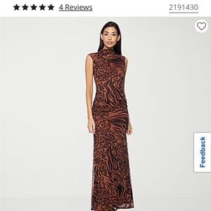 Elegant Brown Animal Print Maxi Dress